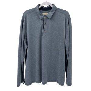 Tommy‎ Bahama Men's XL Long Sleeve Polo Shirt Blue Casual 3 Button pullover